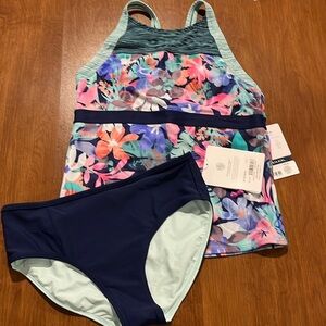 NWT Athleta Girl Surfs up Tankini & matching Bikini bottoms size XL/14.